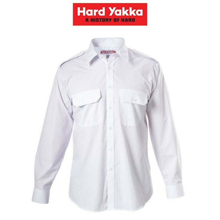 Hard Yakka Long Sleeve Work Shirt Press Epaulettes Business Button Y07690