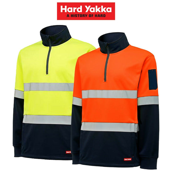 Hard Yakka Utility Hi-Vis 2 Tone Brushed Fleece Crew Jumper Work Y19270