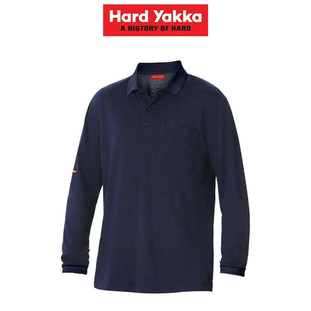 Mens Hard Yakka Work Shirt Cotton Pique Polo Business Long Sleeve Y11307