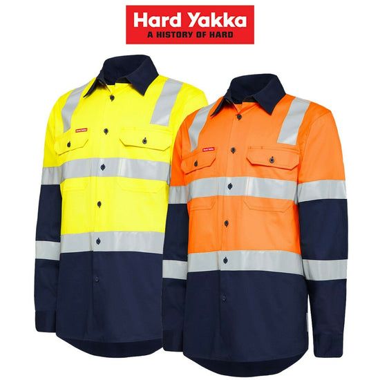 Hard Yakka Biomotion Hi-Vis X Cross Tape Safety Work Light Shirt Y04270