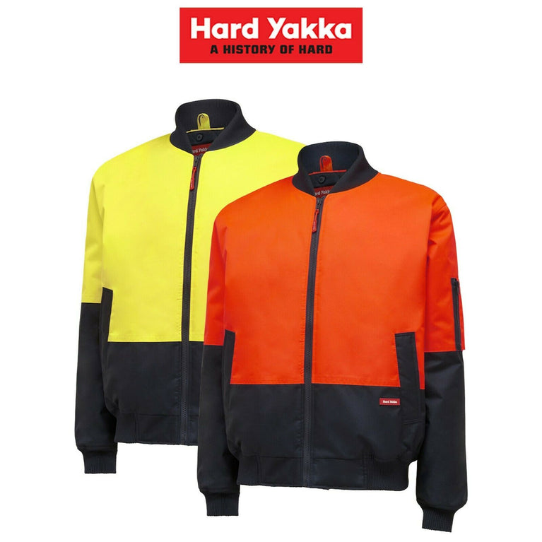 Hard Yakka Bomber Jacket Core Hi-Vis 2 Tone Work Quilted Waterproof Y06670