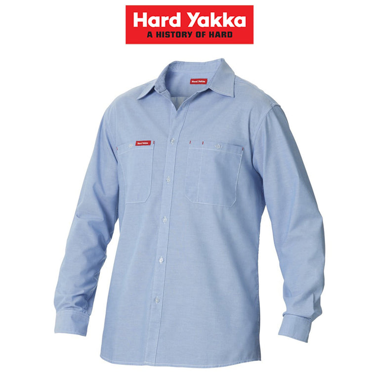 Hard Yakka Foundations Chambray Long Sleeve Work Office Collar Shirt Y07338