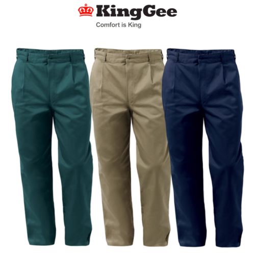 KingGee Mens Steel Tuff Drill Pants Reinforced Pleat Trousers Cotton K03010